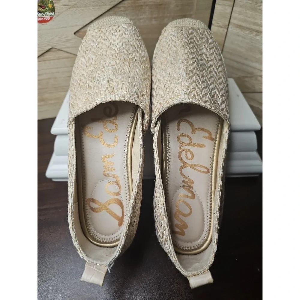 Sam Edelman Khloe Espadrilles‎ 8.5 Beige Chevron Shoes Chevron Beach Boho #596